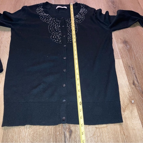 Old Navy Black Sweater with Beaded Detail Size Medium Cardigan Grunge Whimsigoth - Picture 9 of 14